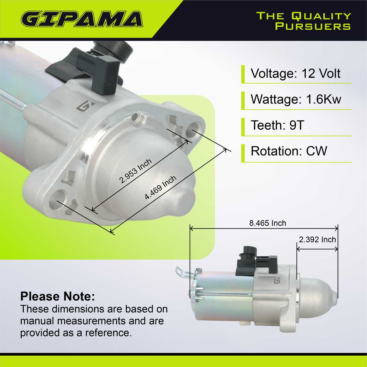 GIPAMA Starter for Acura ILX 2013 2014 2015, Honda Civic 2012 2013 2014 2015,Honda CR-V 2012 2013 2014, Honda Crosstour 2012 2013 2014 2015, L4 2.4L,(19280N)