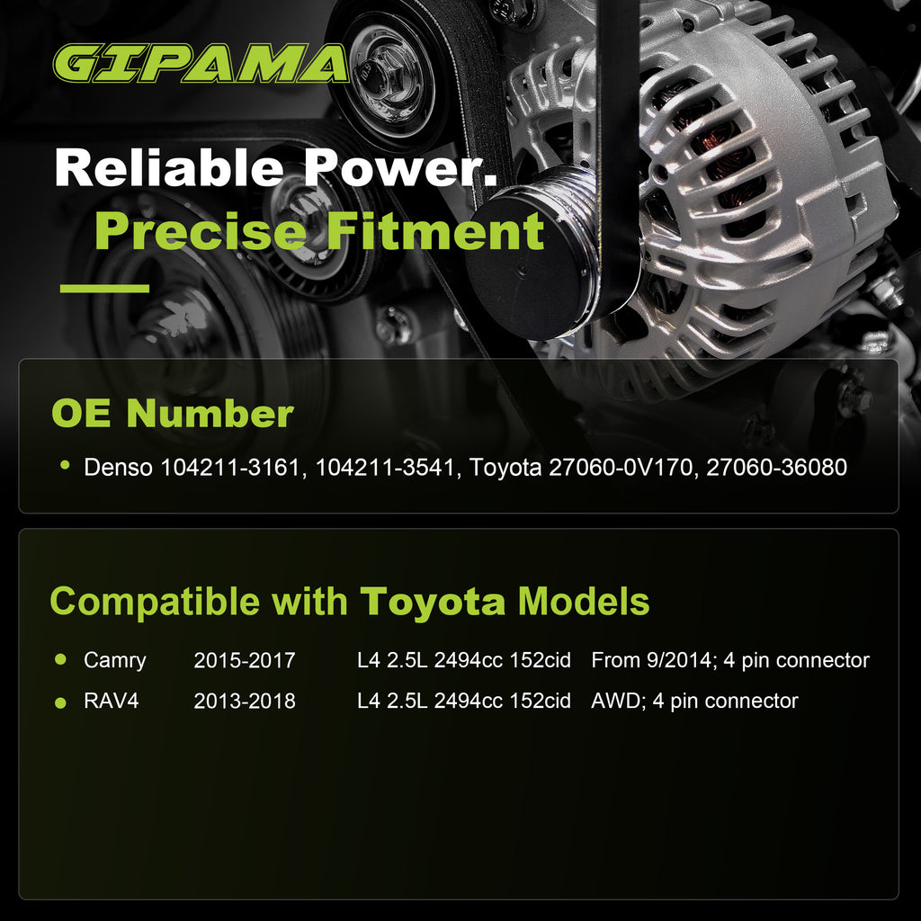 GIPAMA GALT-14486N Alternator for 2013-2018 Toyota Camry RAV4(AWD) 4-PIN