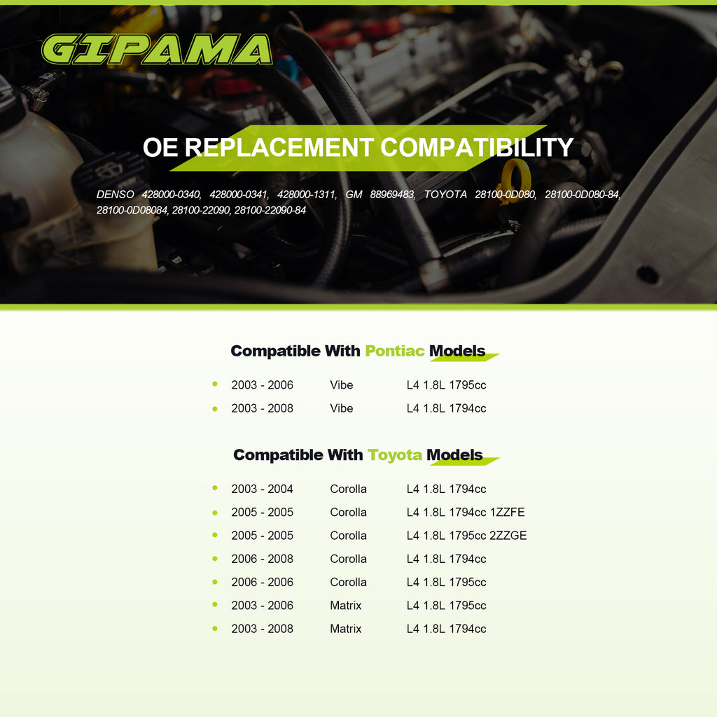 GIPAMA Starter for Toyota Corolla L4 1.8L 2003 2004 2005 2006 2007 2008 Matrix L4 1.8L Pontiac Vibe L4 1.8L Starter Motor(17841N)