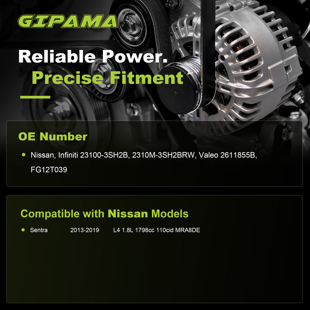 GIPAMA GALT-11673N Alternator for Nissan Sentra 1.8L 2013-2019 MRA8DE 110A