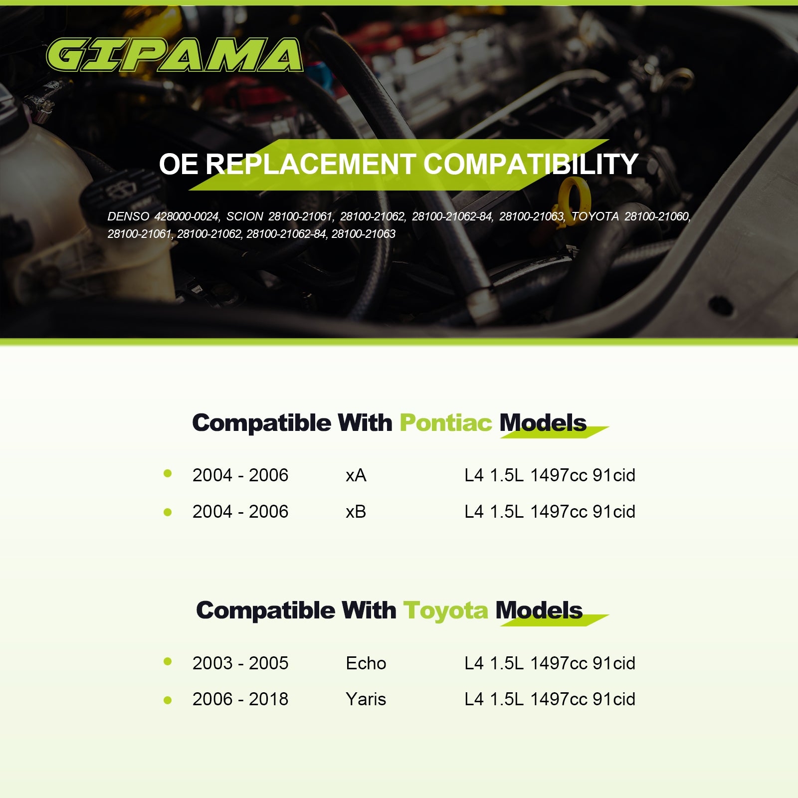 GIPAMA Starter for Scion XB/XA 2004-2006, Toyota Yaris 2006-2018, Toyota Echo 2003-2005,L4 1.5L(17842N)