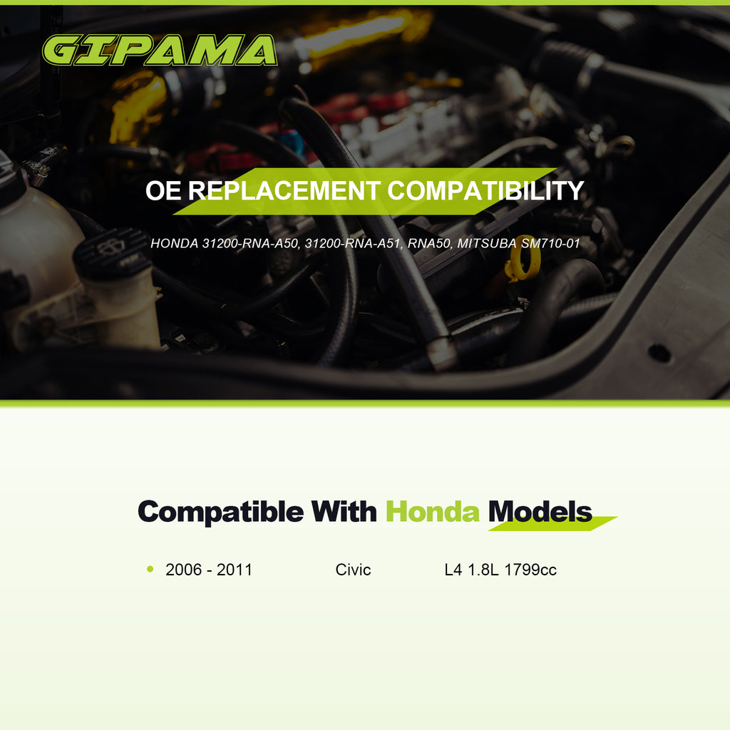 GIPAMA Starter for Honda Civic L4 1.8L 2006 2007 2008 2009 2010 2011,(17958N)