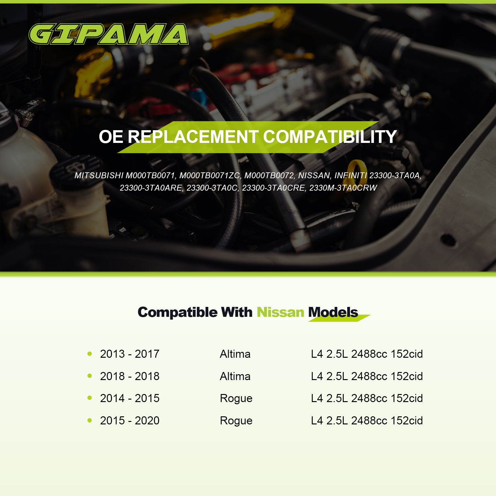 GIPAMA Starter for Nissan Altima 2013 2014 2015 2016 2017 2018;Nissan Rogue 2014 2015 2016 2017 2018 2019 2020,L4 2.5L(19163N)