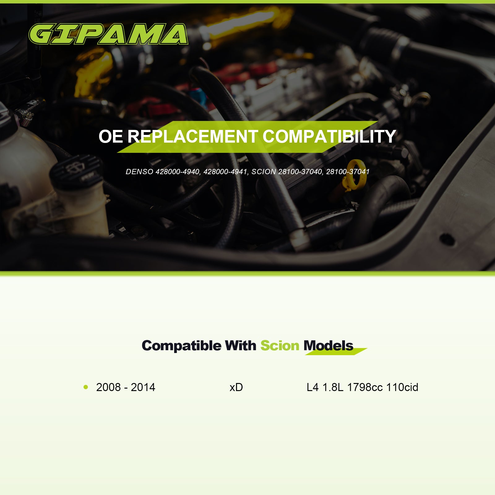 GIPAMA Starter for Scion XD 2008 2009 2010 2011 2012 2013 2014,L4 1.8L (19048N )