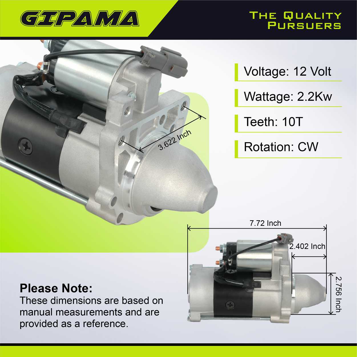 GIPAMA Starter for Infiniti QX56 2004-2010, Nissan Armada 2004-2009, Pathfinder 2008-2010, Titan 2004-2009, 5.6L V8 Engine,（17867N)