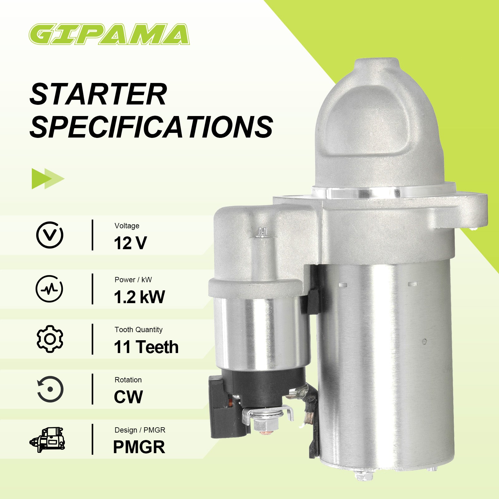 GIPAMA Starter for 09-14 Hyundai Sonata, 10-14 Santa Fe Sport, 12-14 Kia Optima, 11-14 Sorento, L4 2.4L（19090N)