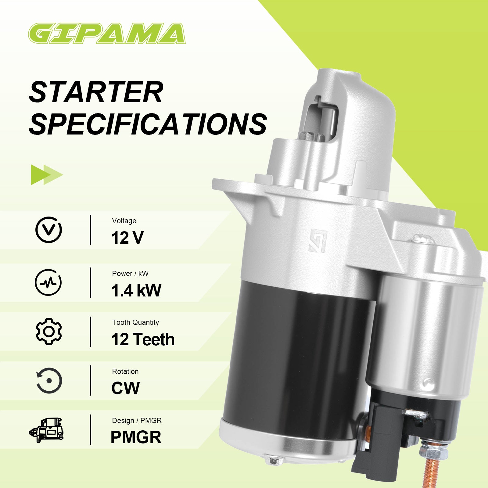 GIPAMA Starter for Impala Malibu Equinox Captiva Traverse, GMC Acadia Terrain, Pontiac G6, Buick Lacrosse Enclave, Cadillac SRX STS XTS, Saturn Aura Outlook Vue, Suzuki. 3.0L 3.6L V6 Engine.(17986N)