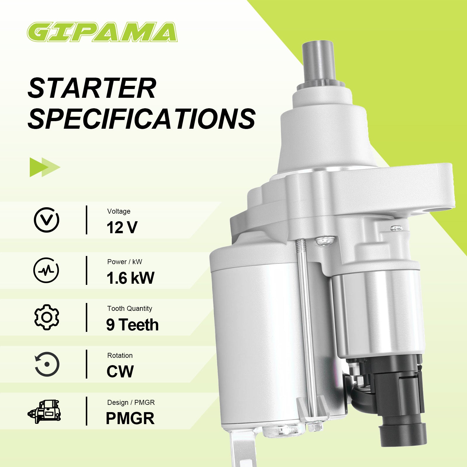 GIPAMA Starter for Acura TL 2007 2008 2010 2011 2012 2013 2014,Honda Accord 2008 2009 2010 2011 2012 2013 2014 2015 2016 2017,V6 3.7L 3.5L(19016N)