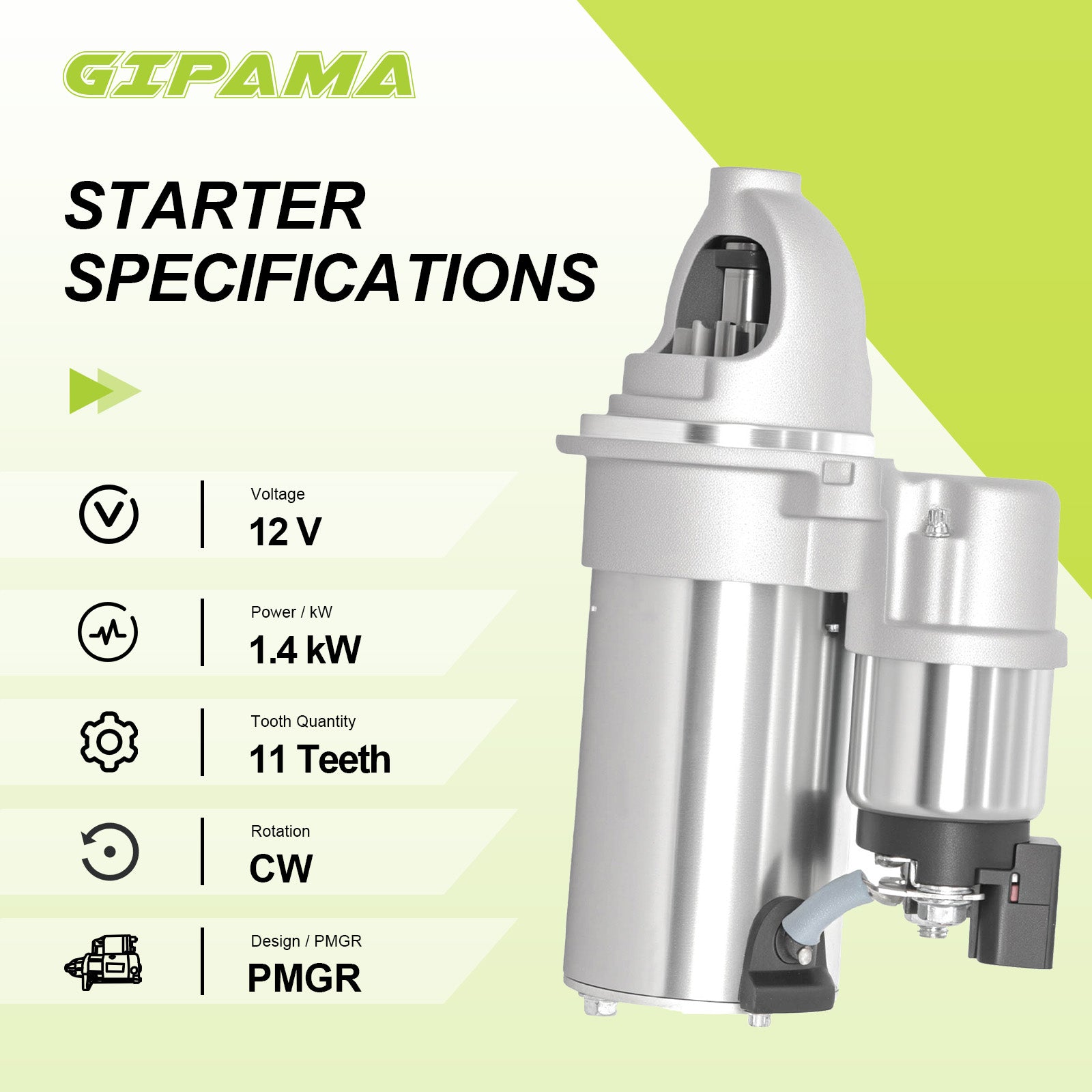 GIPAMA Starter for Kia Forte/Forte Koup/Forte5/Optima/Sportage, for Hyundai Genesis Coupe/Santa Fe Sport/Sonata/Tucson 2011-2016 L4 2.0L 2.4L, (6974N)