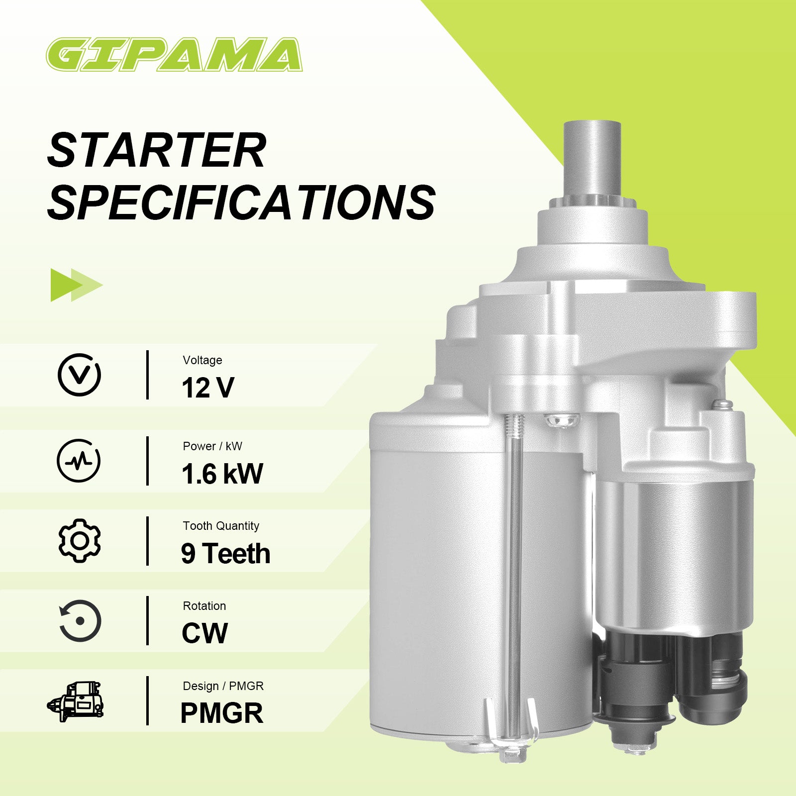 GIPAMA Starter for Honda Accord 95-07,Starter for Honda Odyssey 99-06,Starter for Honda Pilot 03-05,Starter for Acura CL V6 97-03, Acura MDX 01-02, Acura TL 99-06,2.7l 3.0L 3.2L 3.5L Engine (17728N)