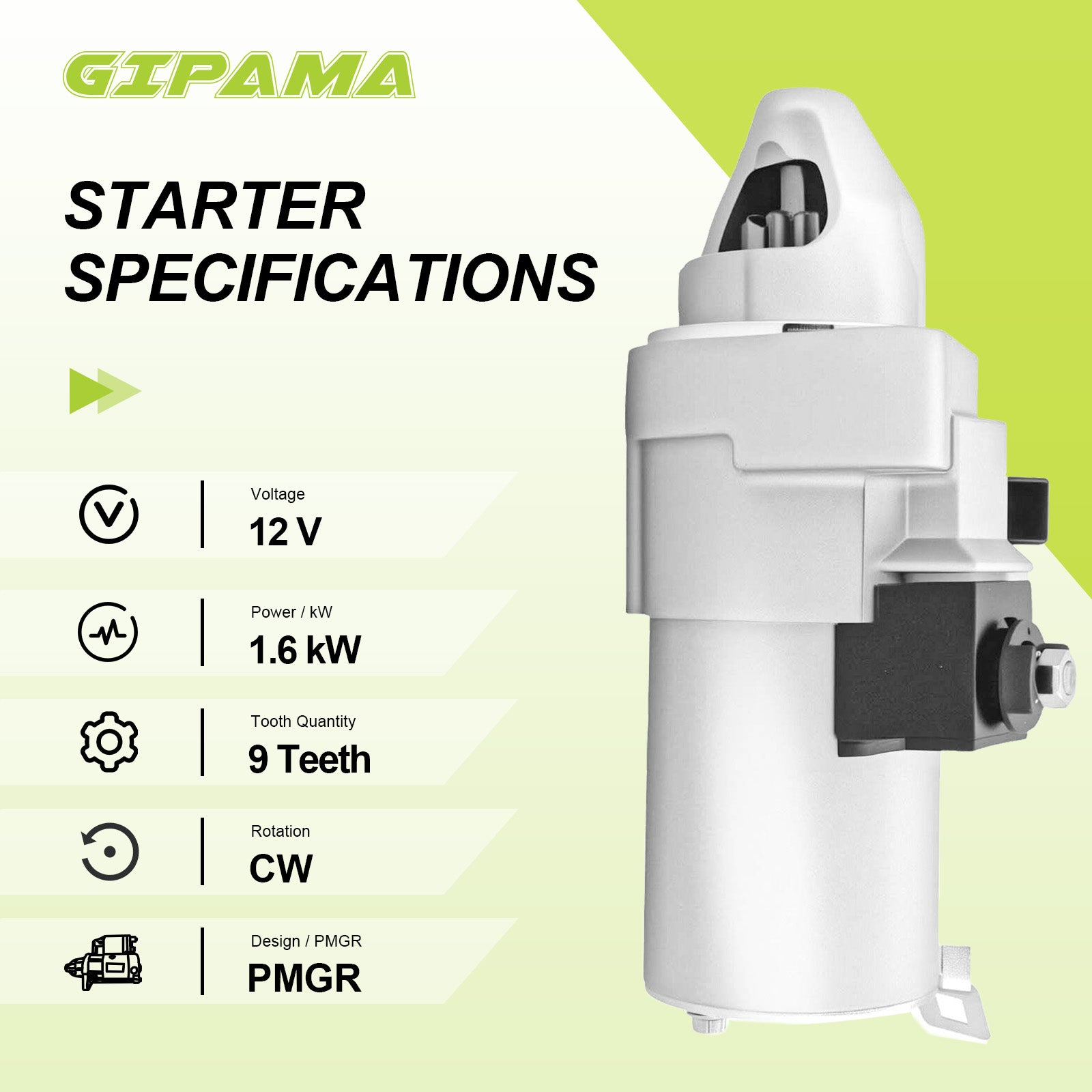 GIPAMA Starter for Honda CR-V L4 Engine 2.4L 2002 2003 2004 2005 2006,Starter Motor (17844N)