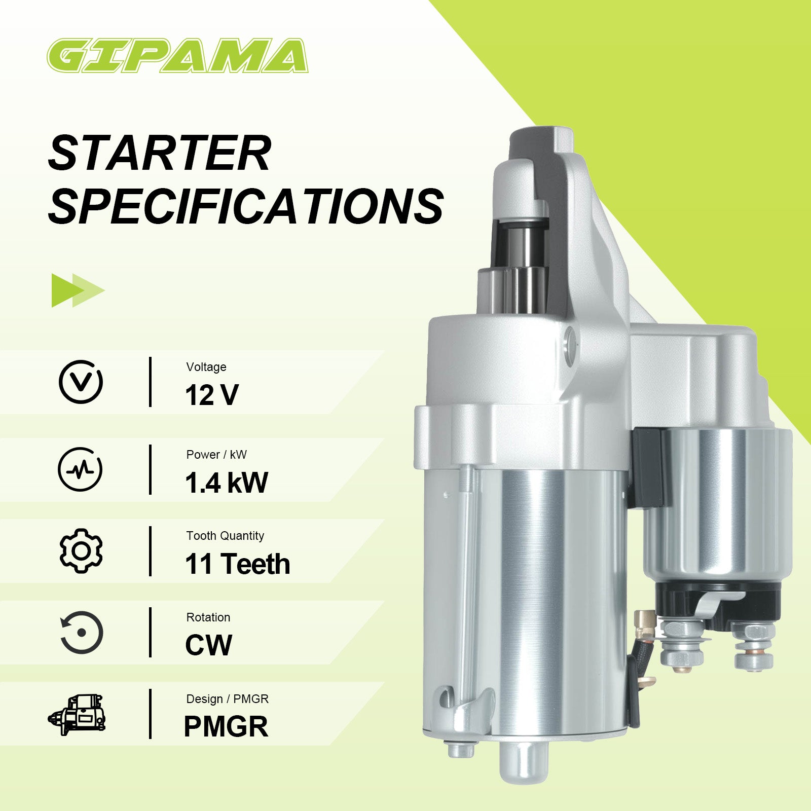 GIPAMA Starter for 2003-2013 Ford Focus,Fusion,Taurus,EcoSport,Edge,Escape,Explorer,Transit Connect; Tribute;Mercury Milan,Mariner,L4(6674N)