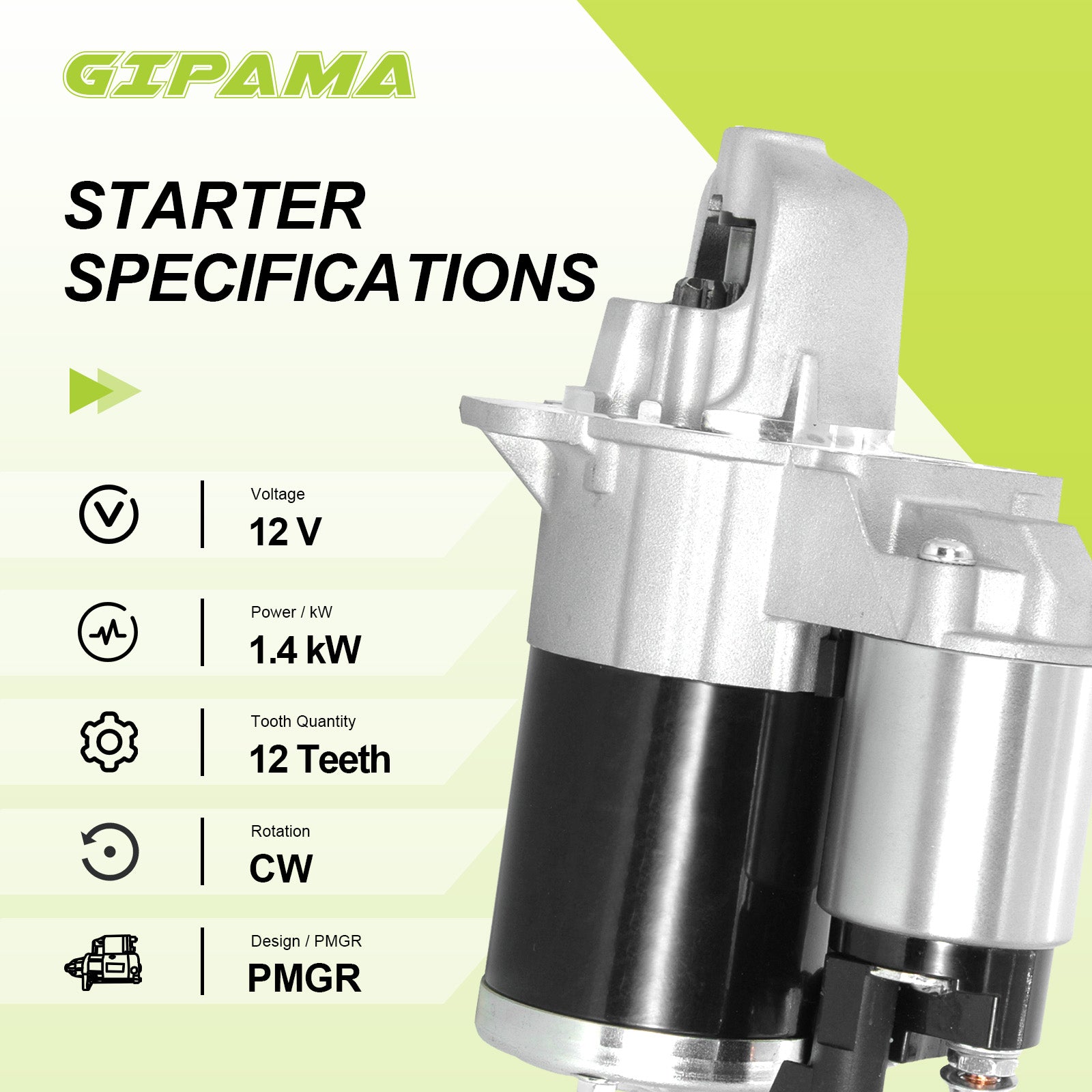 GIPAMA Starter Compatible with Chery Camaro 2010-2014, for Cadillac ATS 2013-2014, CTS 2005-2014, SRX 2006-2009, STS 2.8L 3.0L 3.6L,V6(17996N)