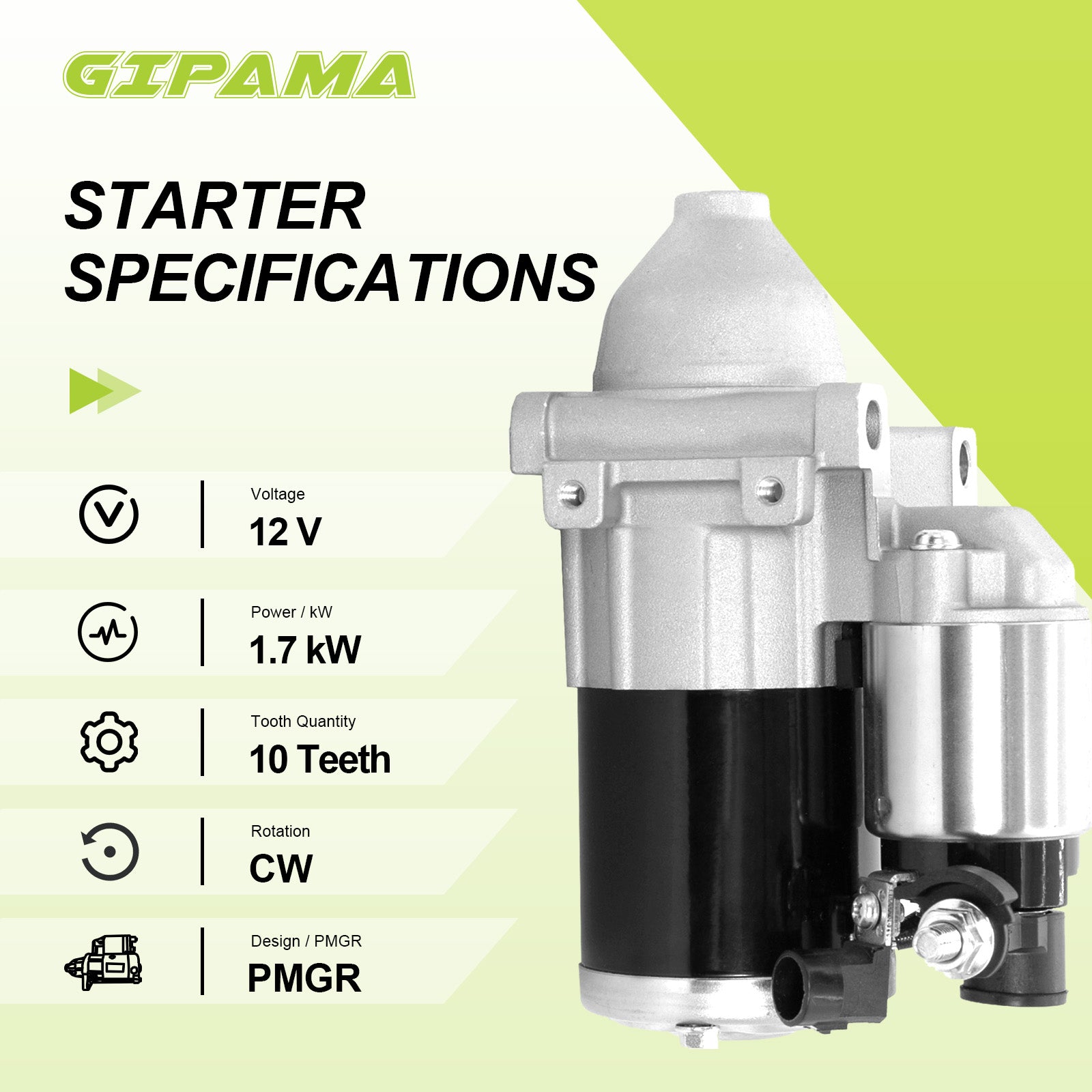 GIPAMA Starter for 2014-2019 Silverado 1500, Sierra 1500, Tahoe, Yukon, Express 3500, Express 2500, Escalade, Savana 3500, Suburban, Escalade ESV, Savana 2500, Yukon XL（10910N)