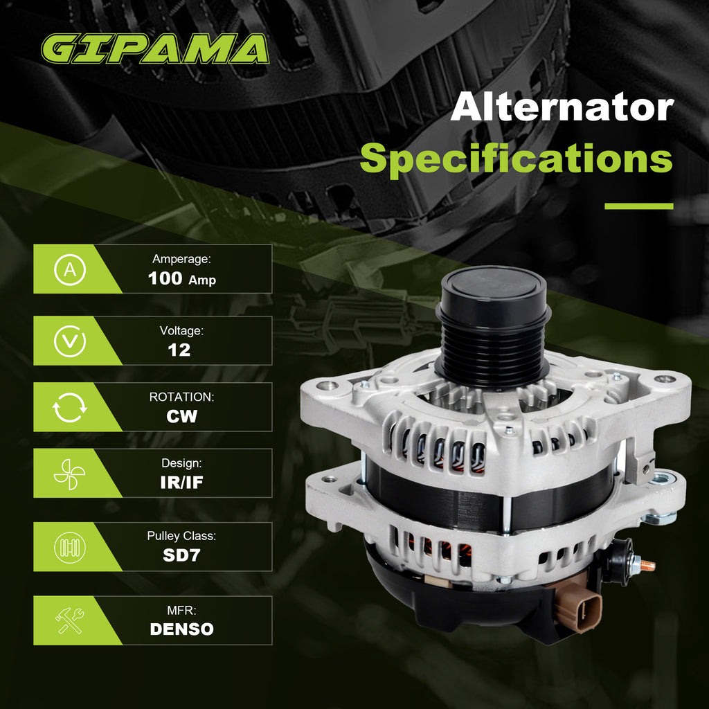 GIPAMA GALT-11136N Alternator for Lexus 2007-2009 ,Toyota 2005-2018 V6 100A